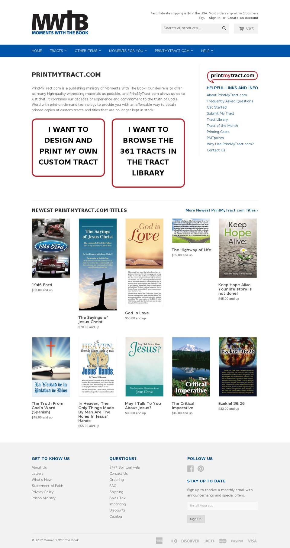 printmytract.net shopify website screenshot