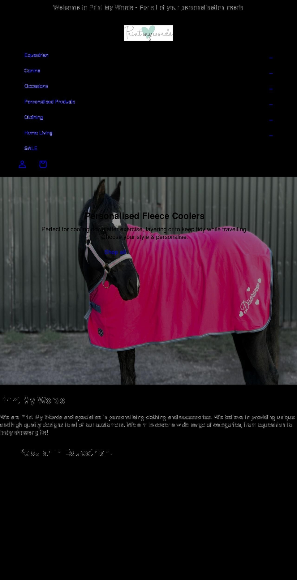 printmywords.co.uk shopify website screenshot