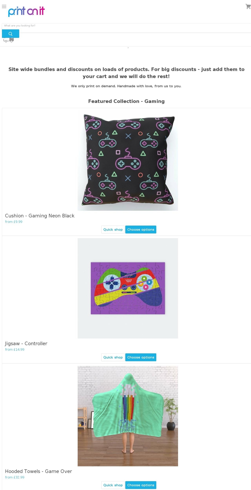 printonit.co.uk shopify website screenshot