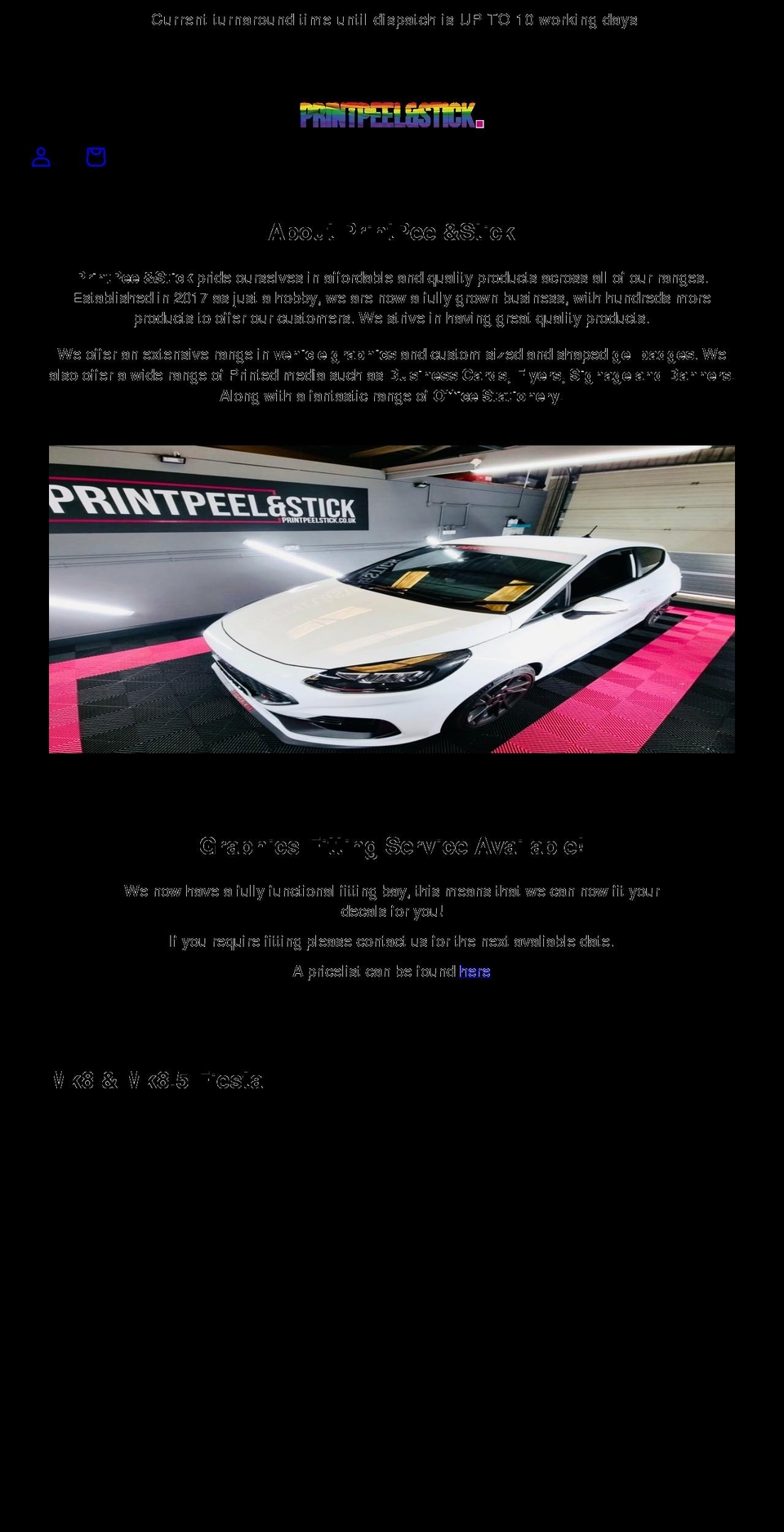 printpeelstick.co.uk shopify website screenshot