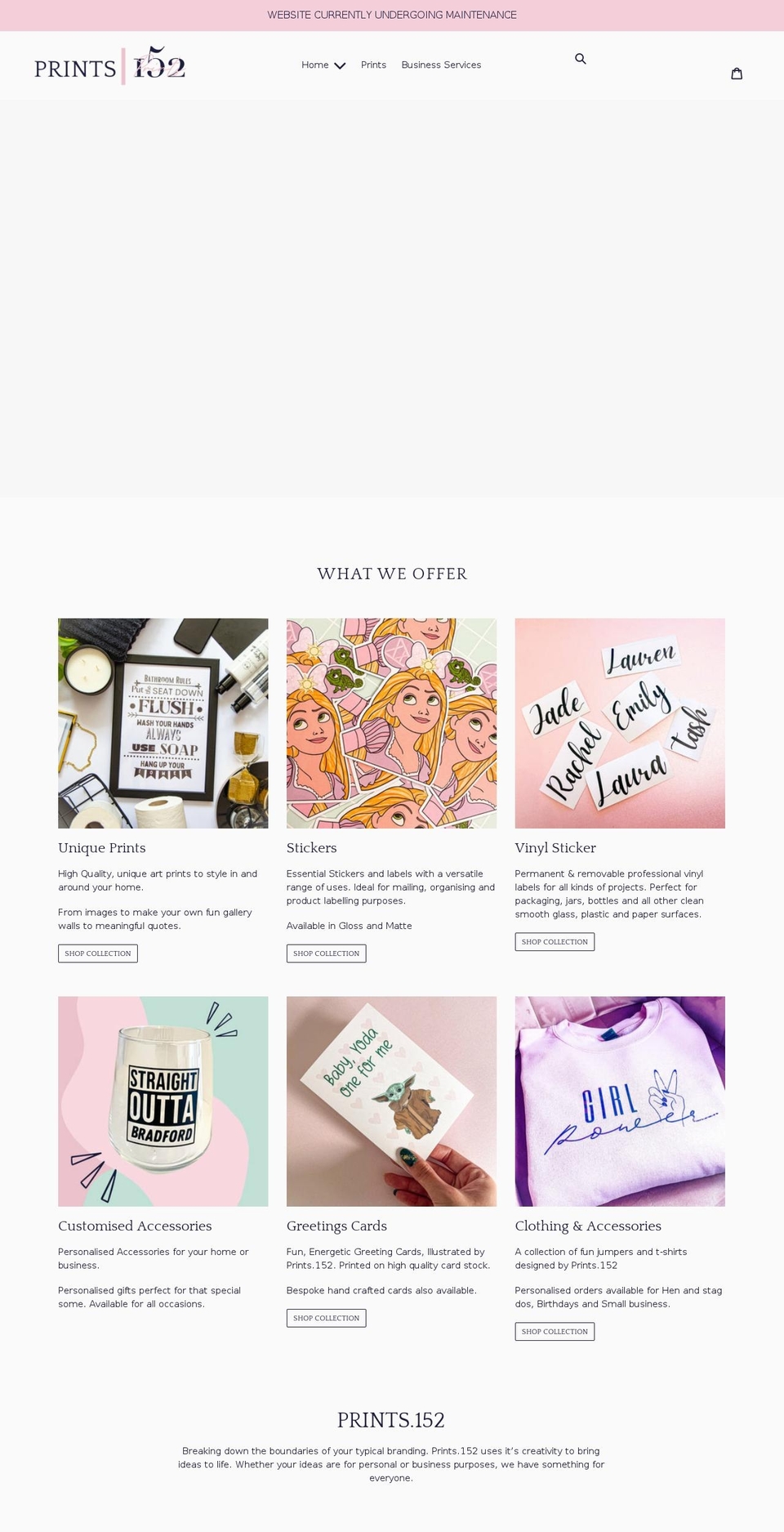 prints152.com shopify website screenshot