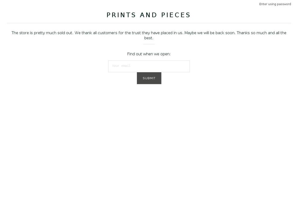 printsandpieces.com shopify website screenshot