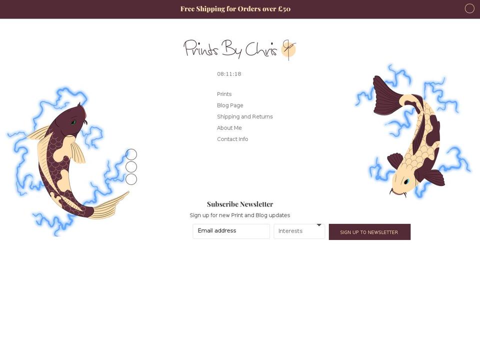 printsbychris.com shopify website screenshot