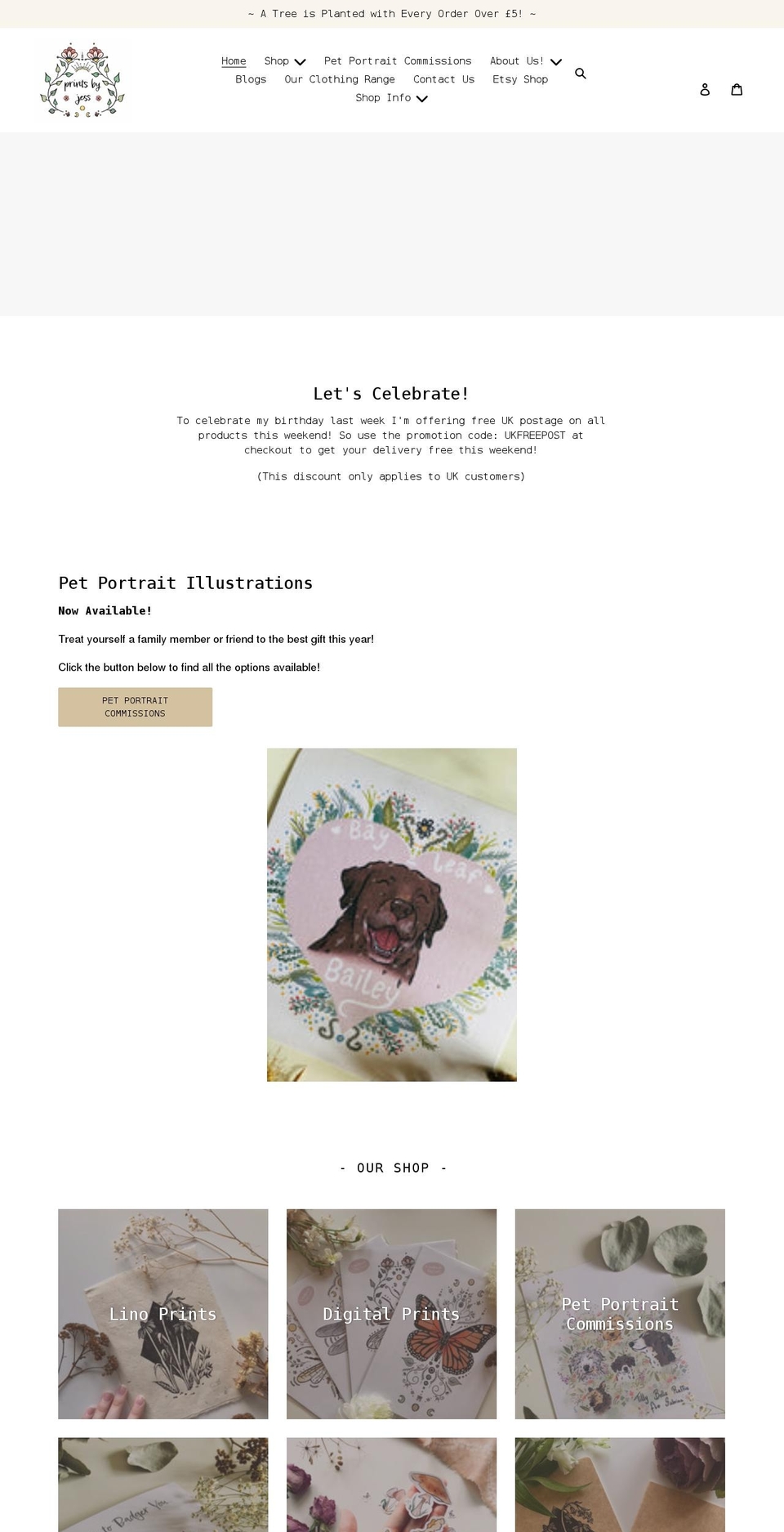printsbyjess.co.uk shopify website screenshot