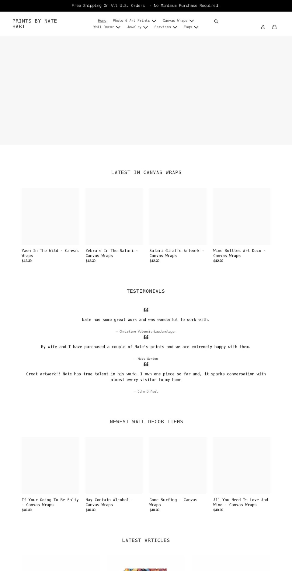printsbynatehart.com shopify website screenshot