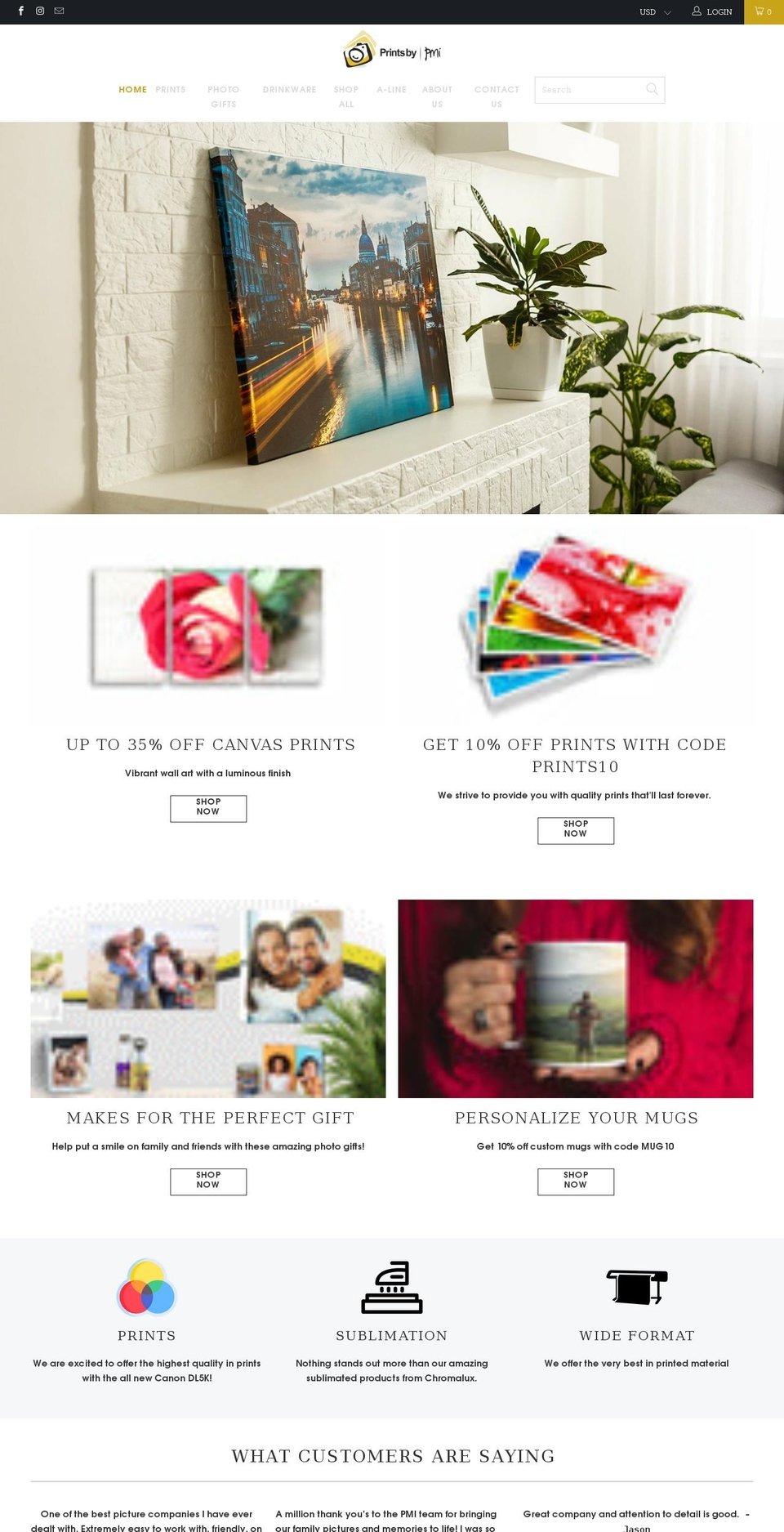 printsbypmi.com shopify website screenshot