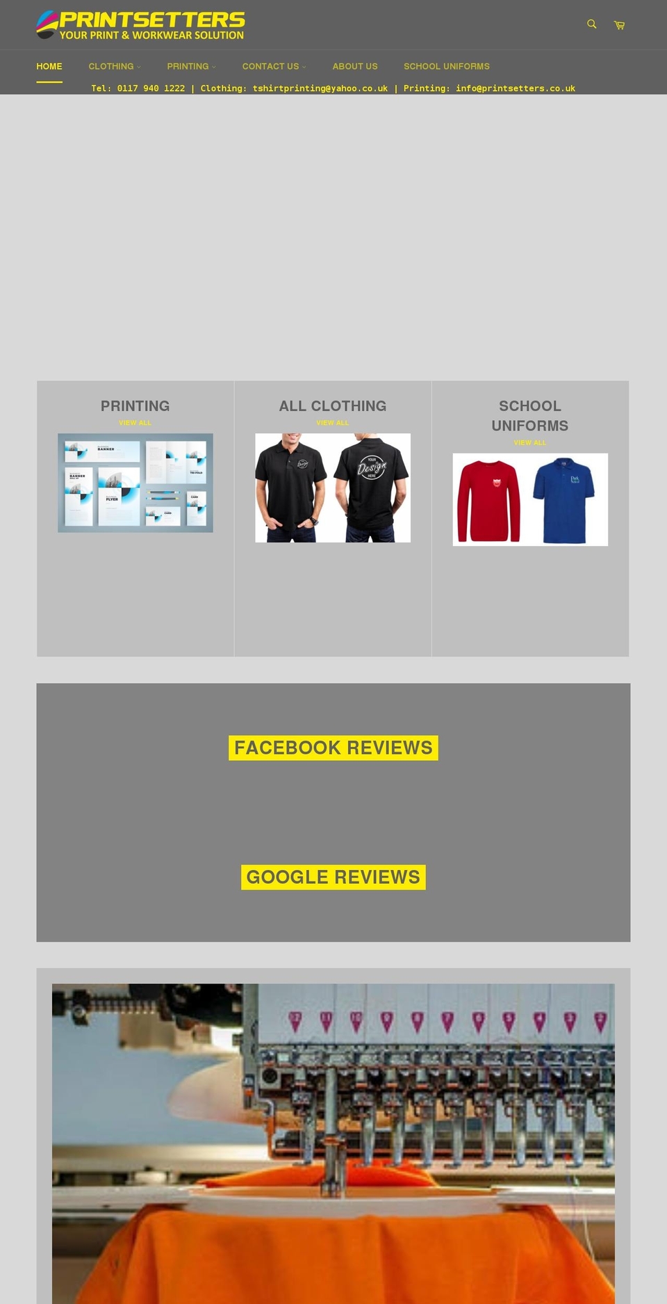 printsetters.co.uk shopify website screenshot