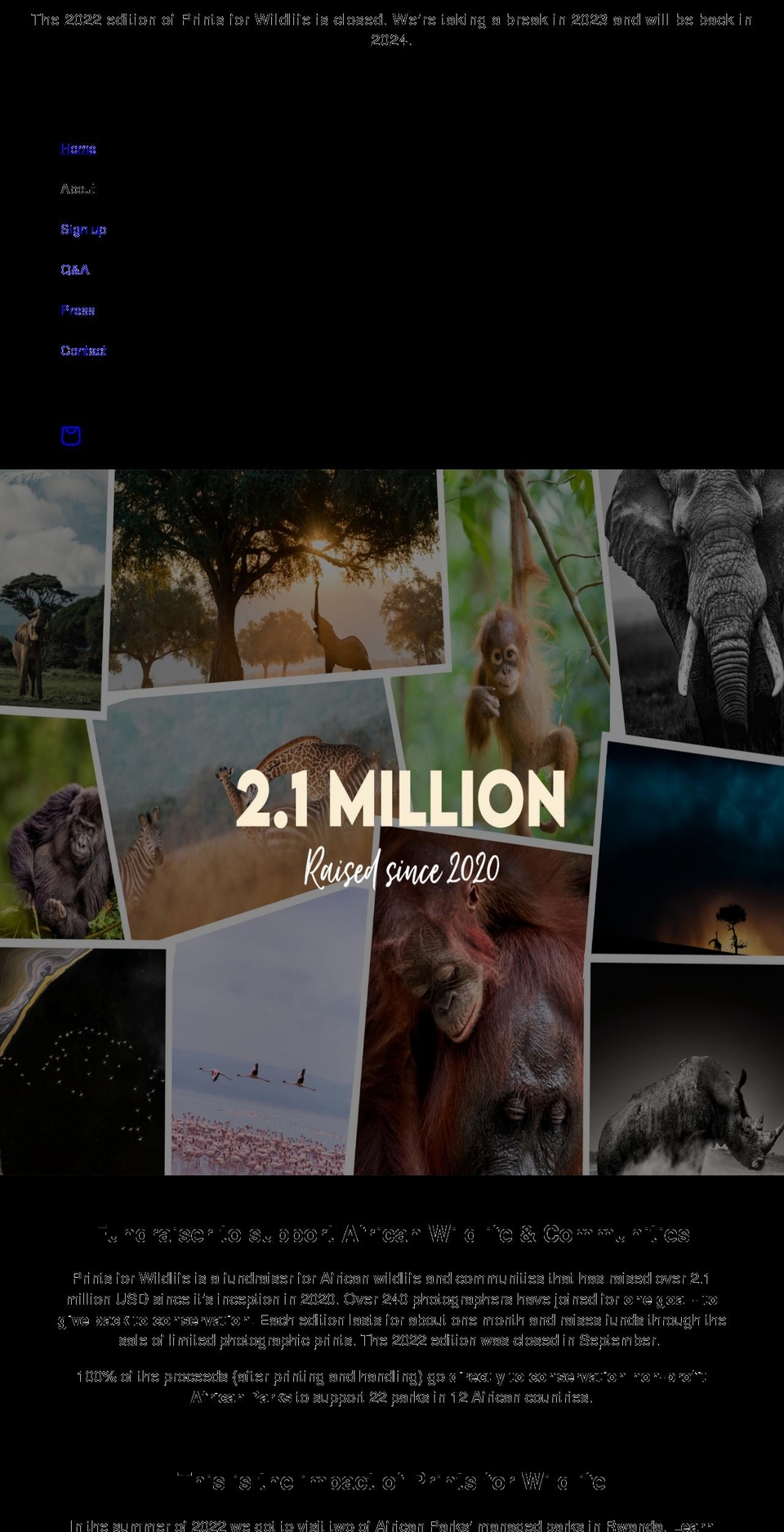 printsforwildlife.org shopify website screenshot