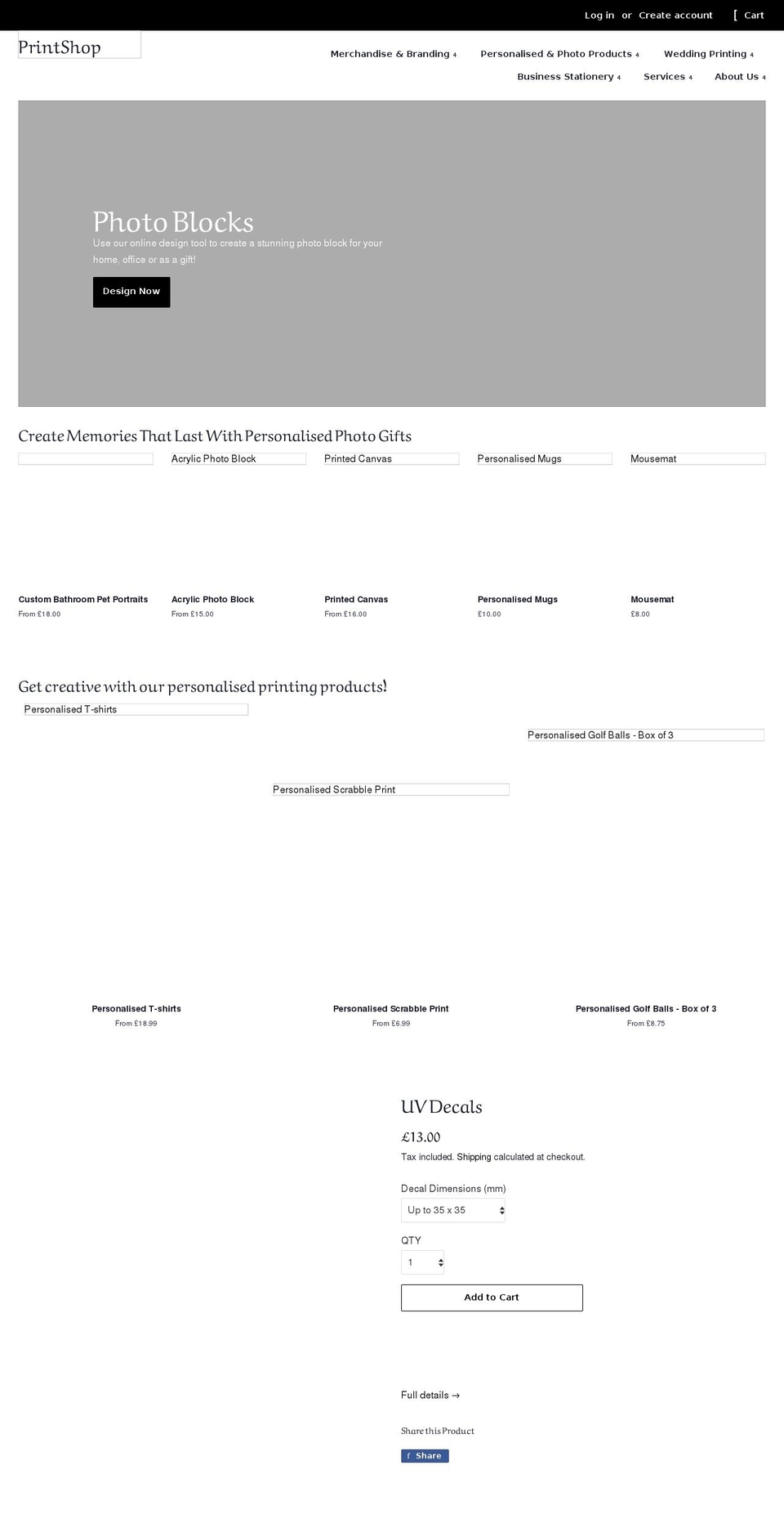 printshopmontrose.com shopify website screenshot