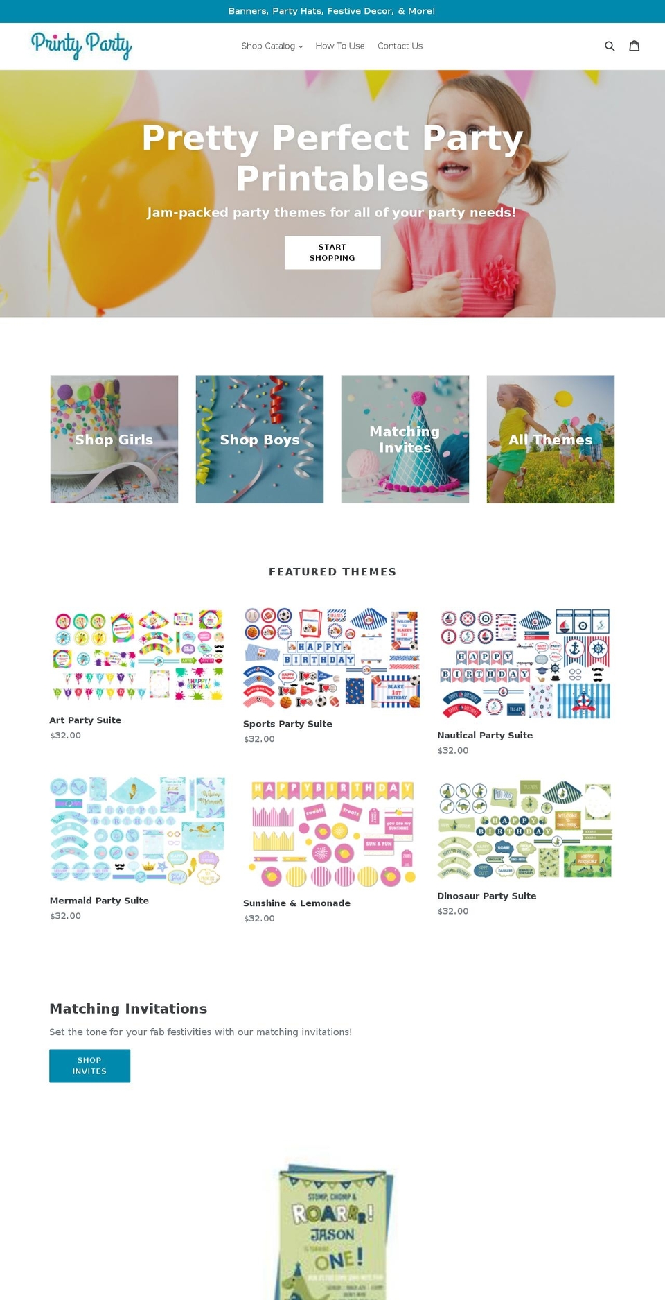 printyparty.com shopify website screenshot