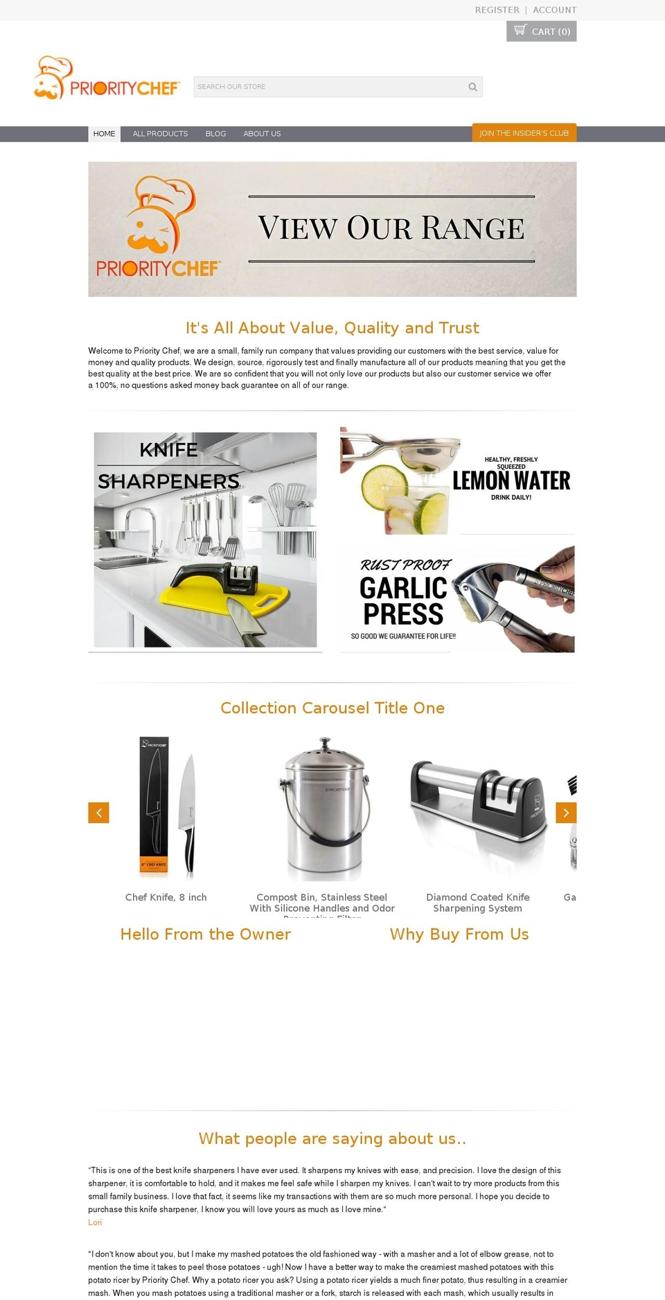 priority-chef.com shopify website screenshot