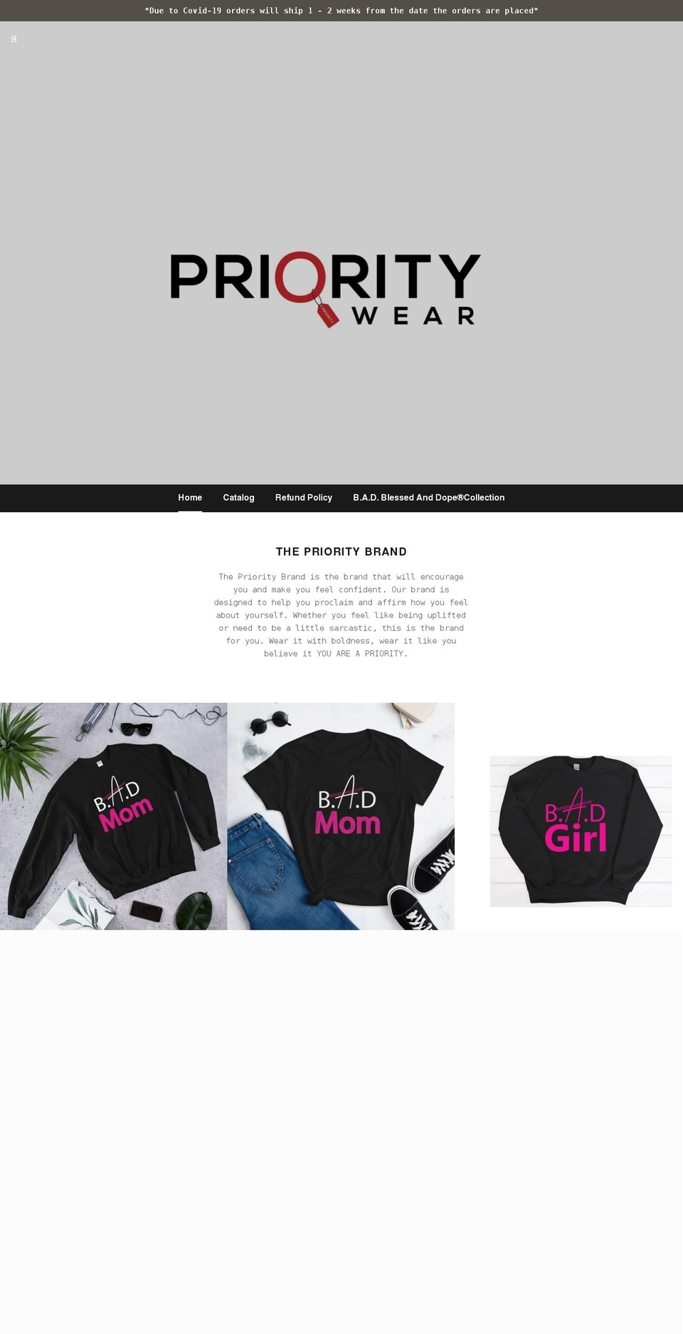priority-wear.com shopify website screenshot