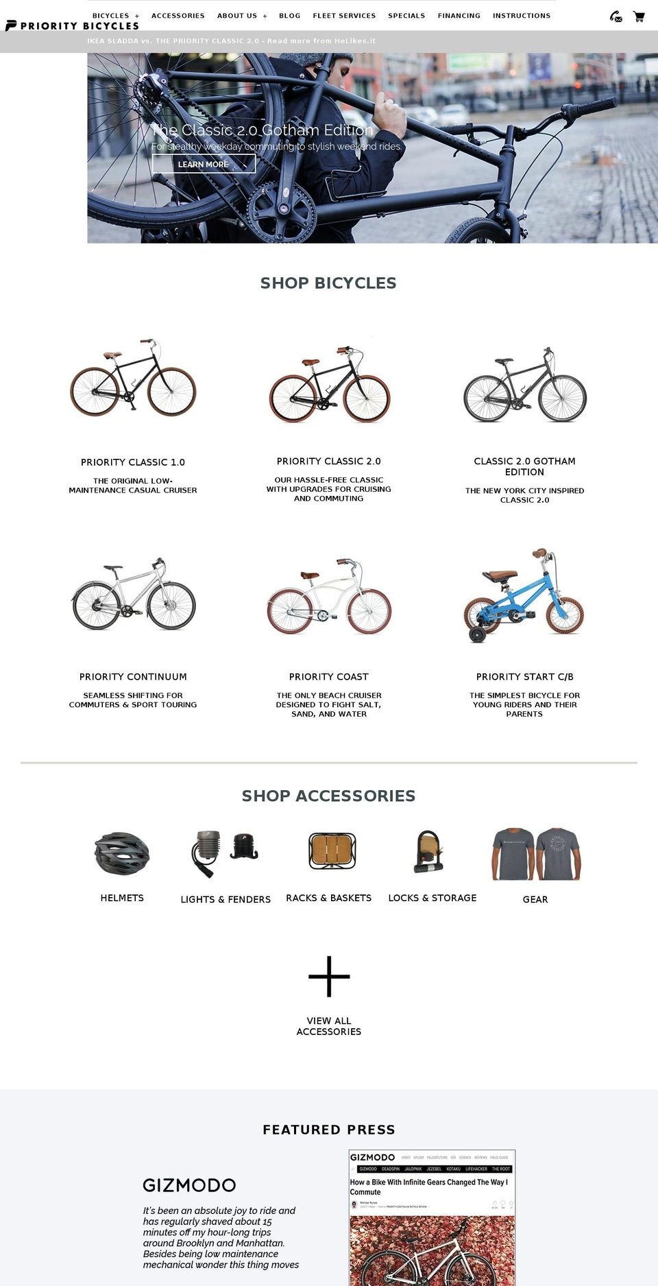 Priority . Shopify theme site example prioritybicycles.com