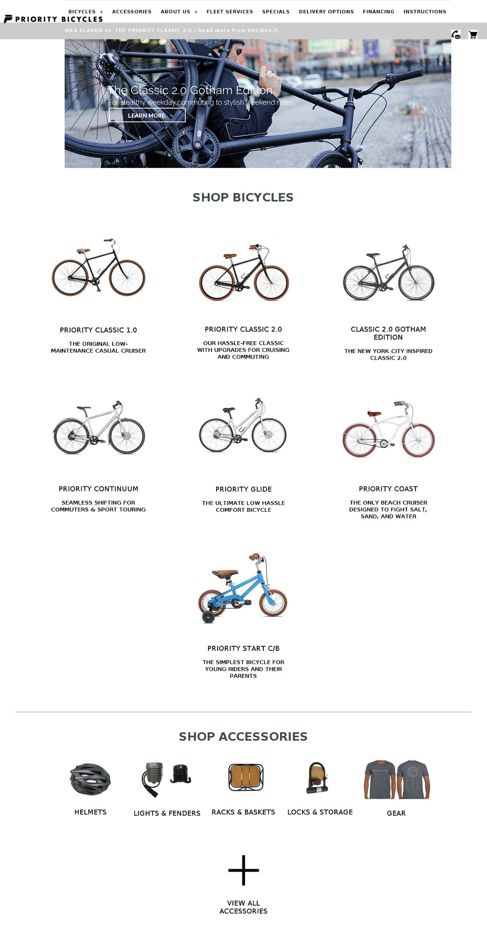 prioritybikes.com shopify website screenshot