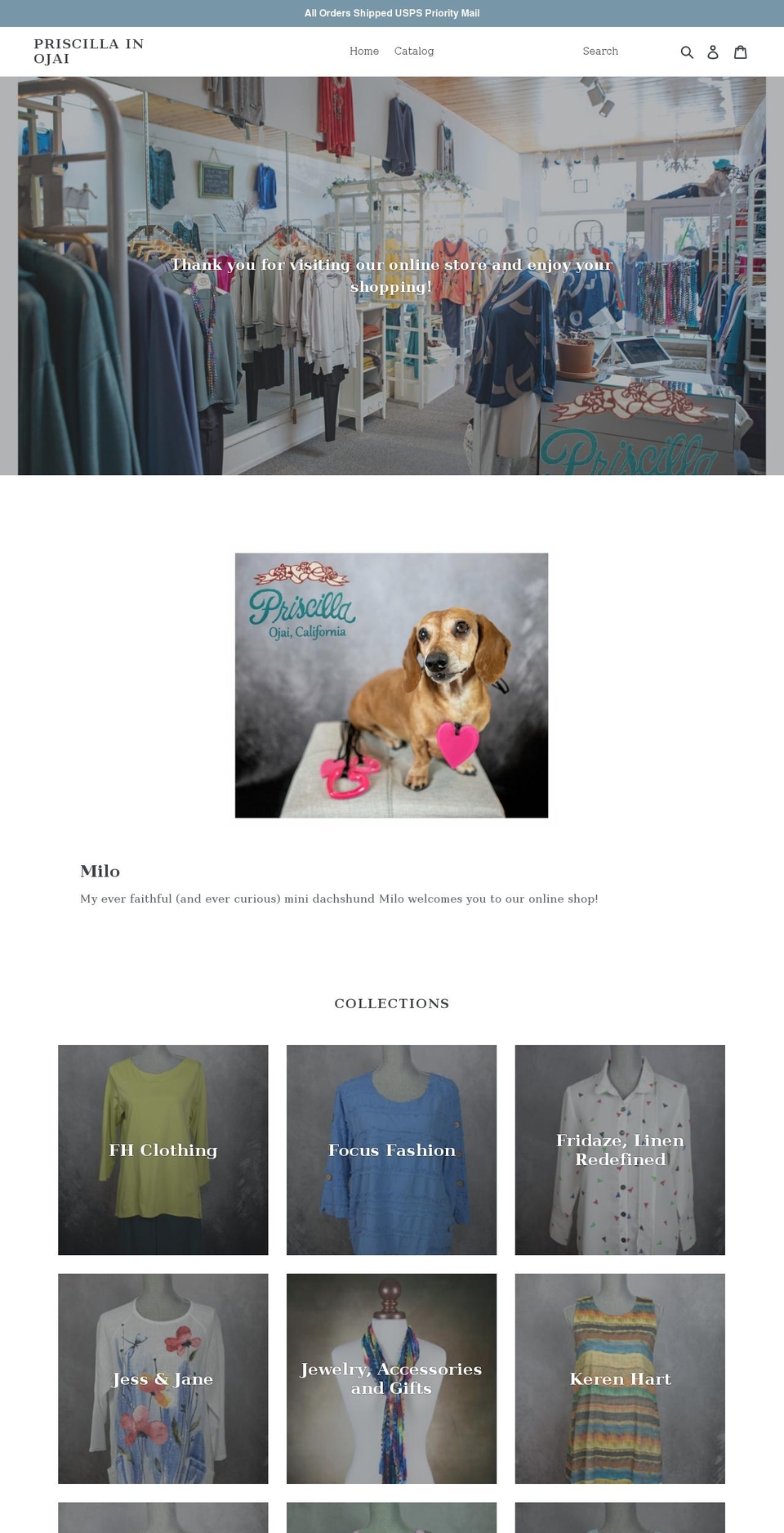 priscillainojai.com shopify website screenshot