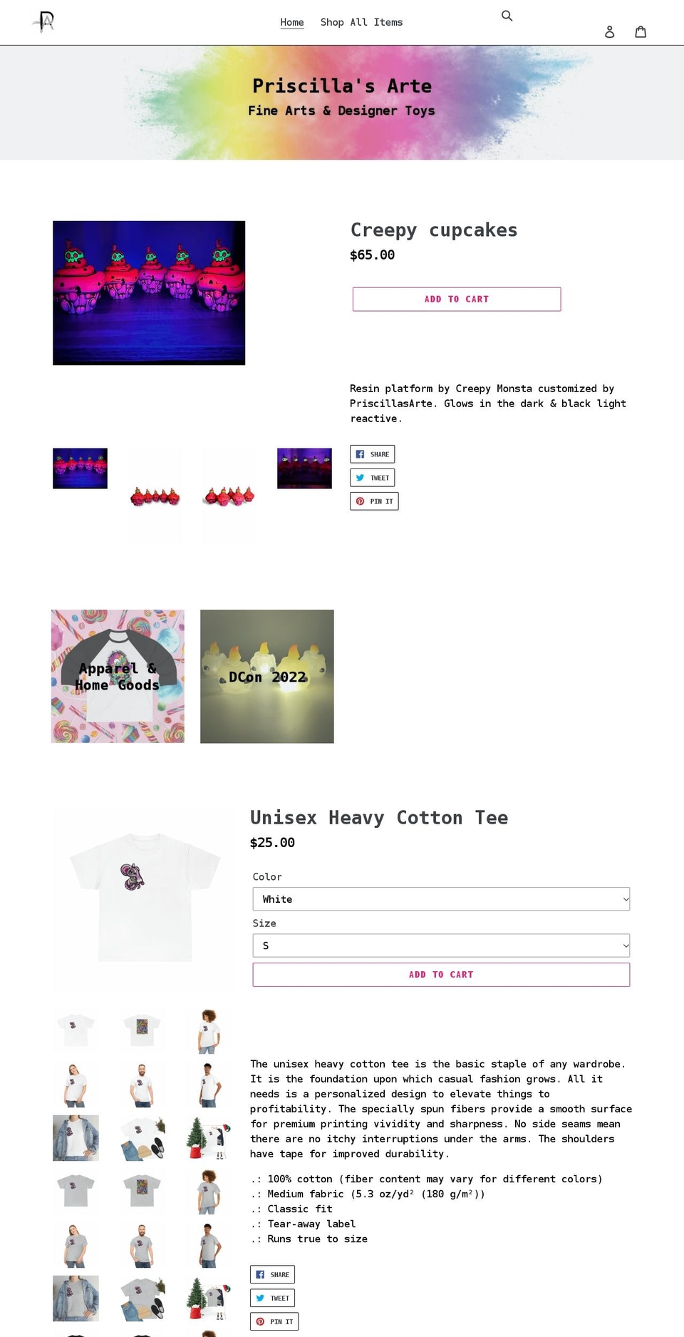 priscillasarte.com shopify website screenshot