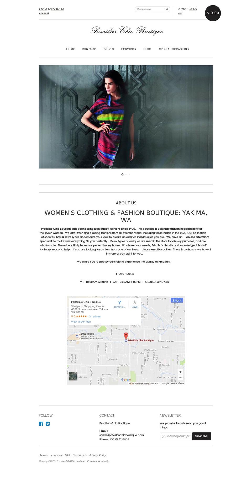 priscillaschicboutique.com shopify website screenshot