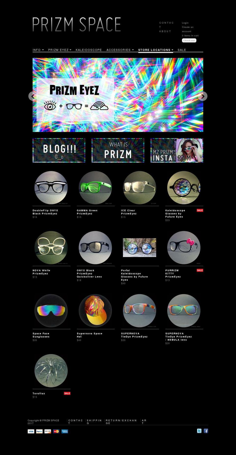 Paradigm Shopify theme site example prism-eyez.com