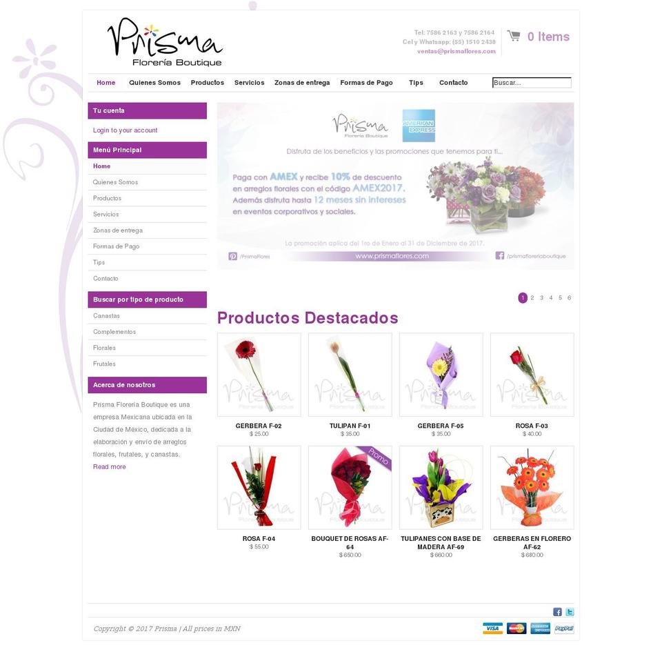 prismaflores.com shopify website screenshot