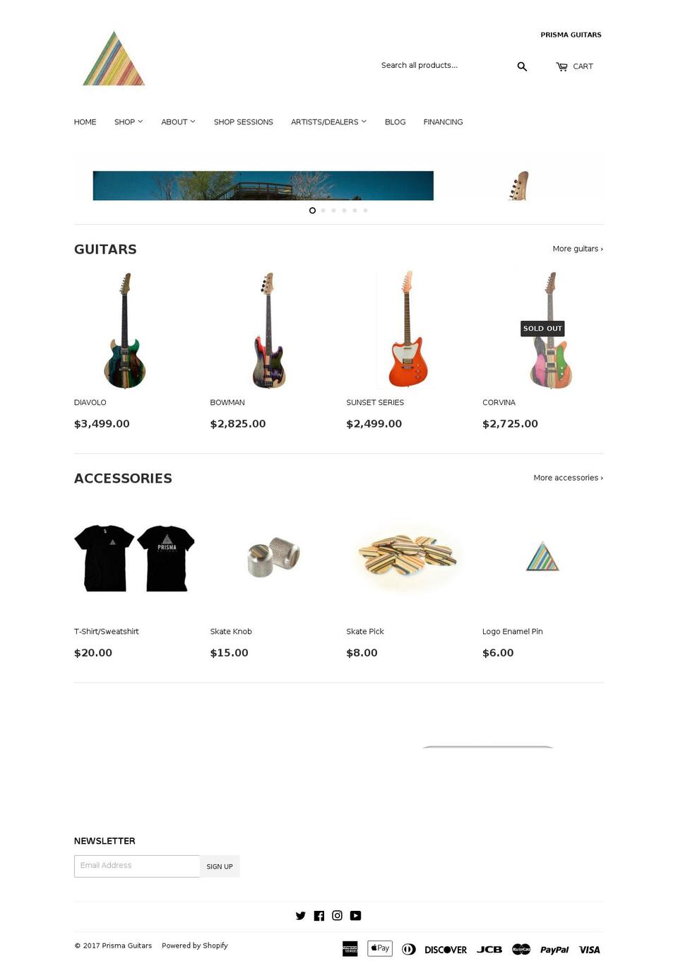 prismaguitars.com shopify website screenshot