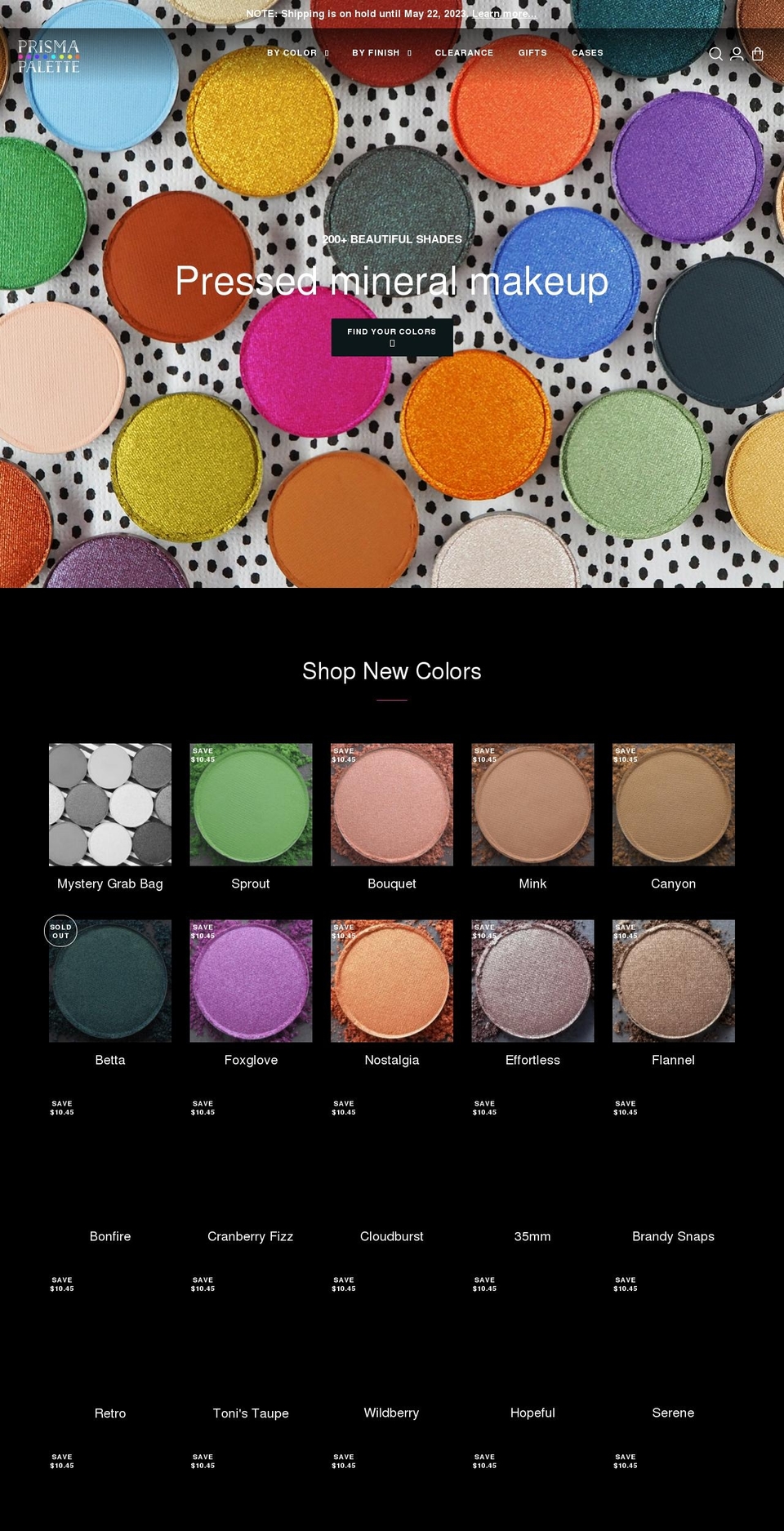 prismapalette.com shopify website screenshot