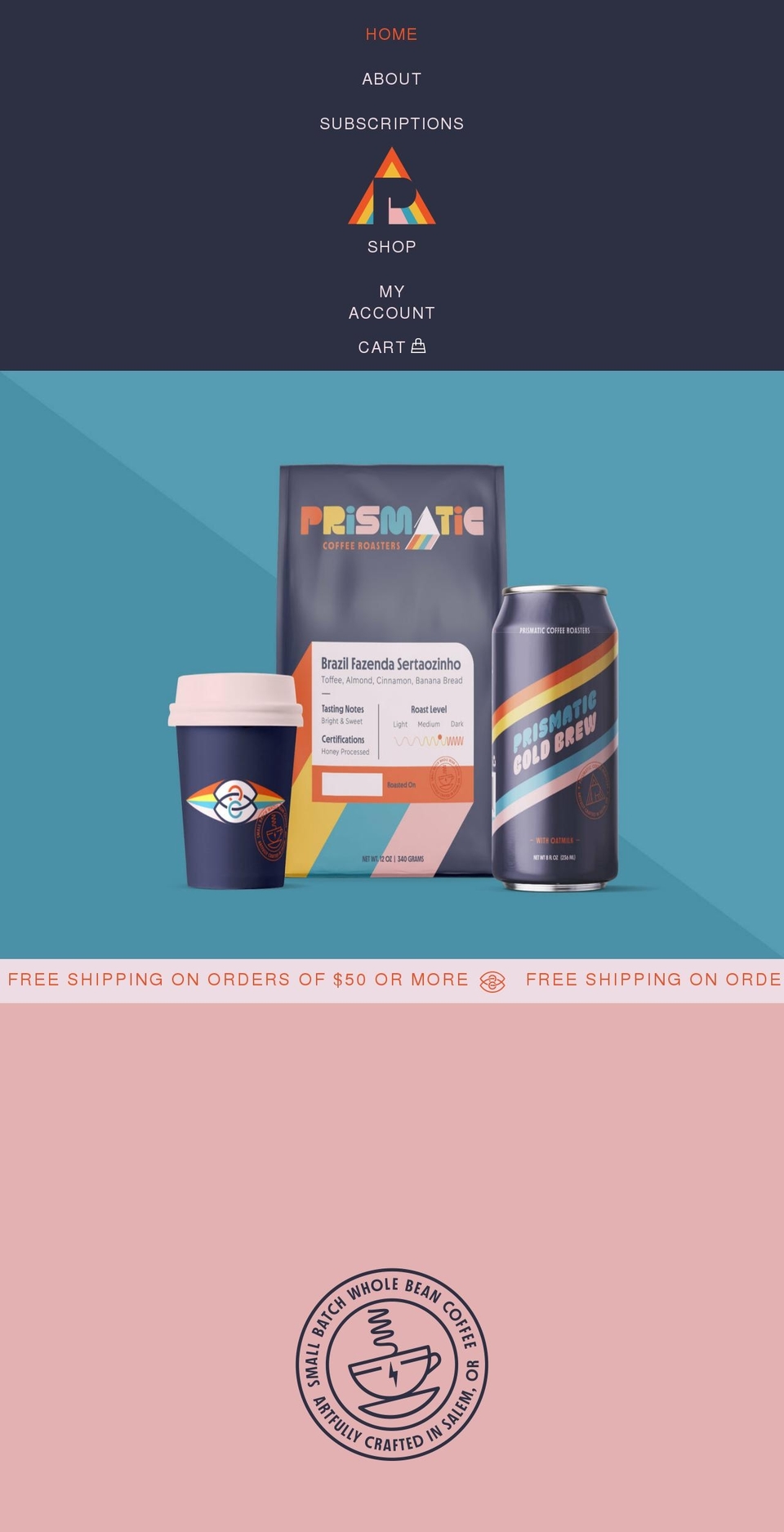 prismatic.coffee shopify website screenshot