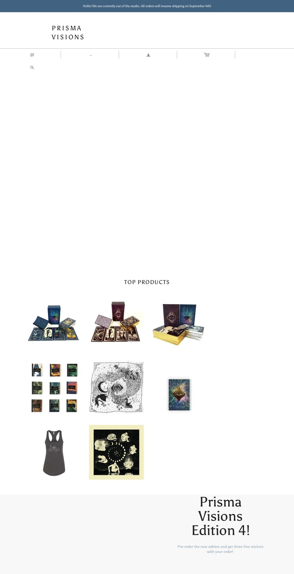 prismavisions.com — Shopify storefront screenshot