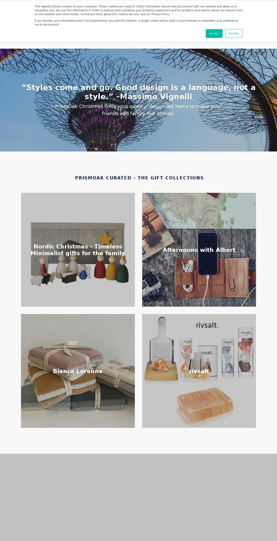 prismoak.com — Shopify storefront screenshot