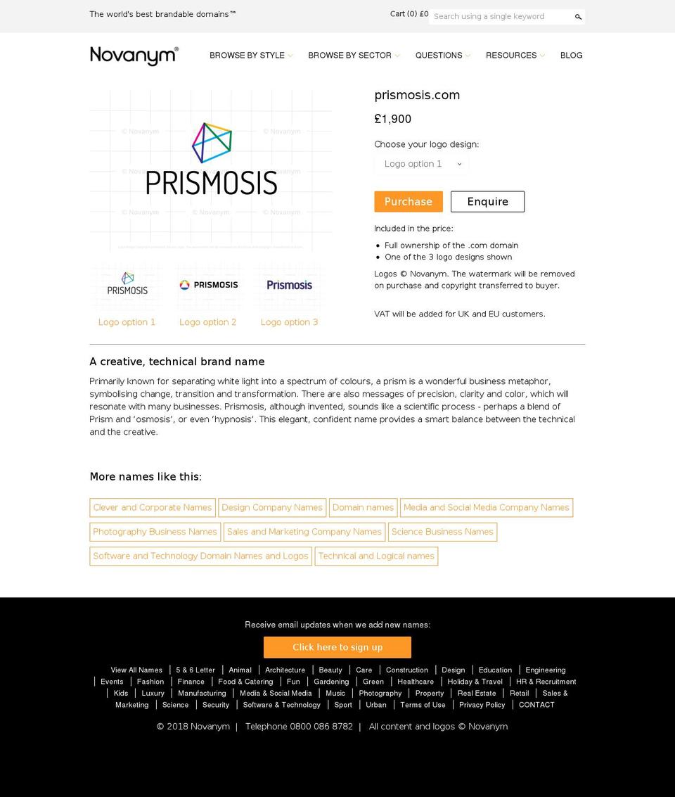 LIVE + Wishlist Email Shopify theme site example prismosis.com