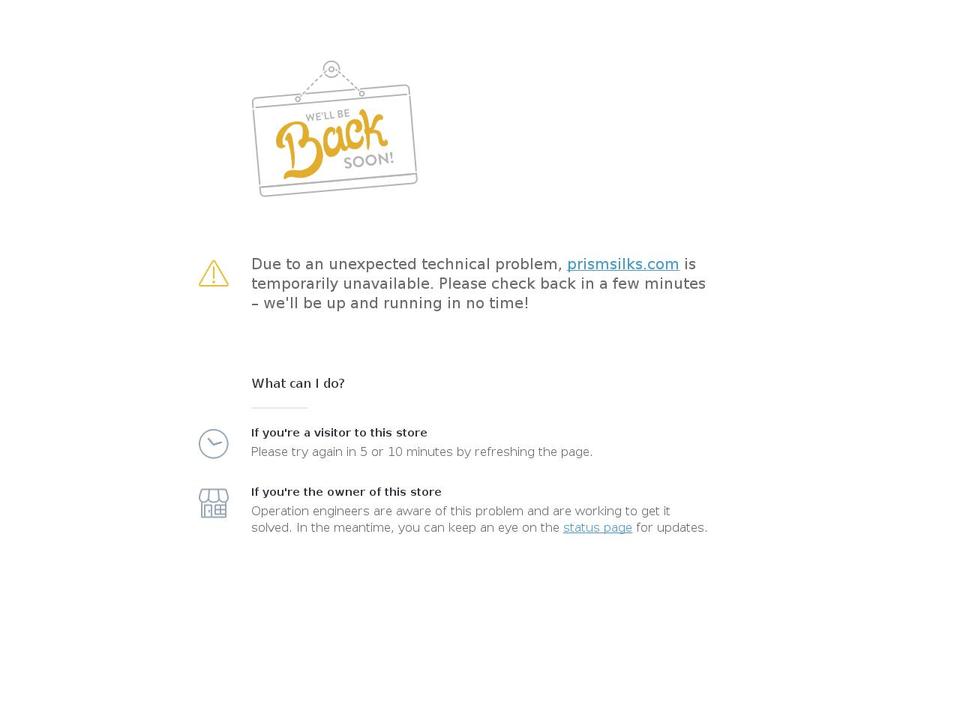prismsilks.com shopify website screenshot