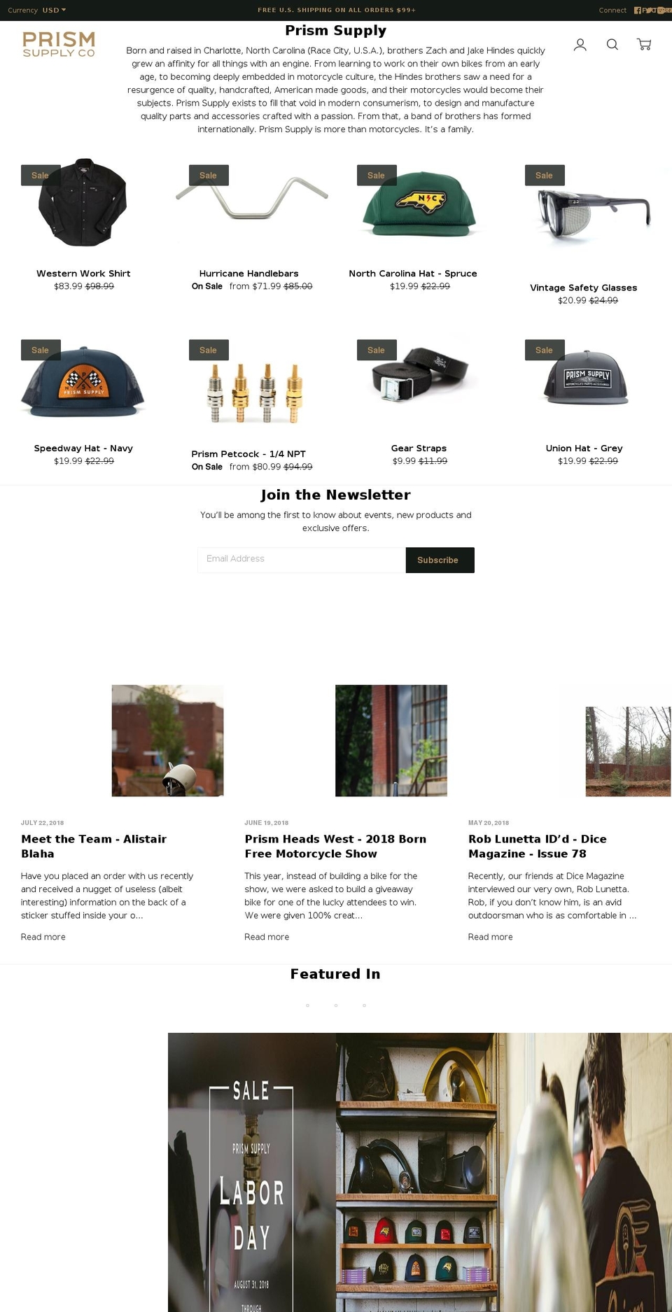 prismsupplyco.us shopify website screenshot