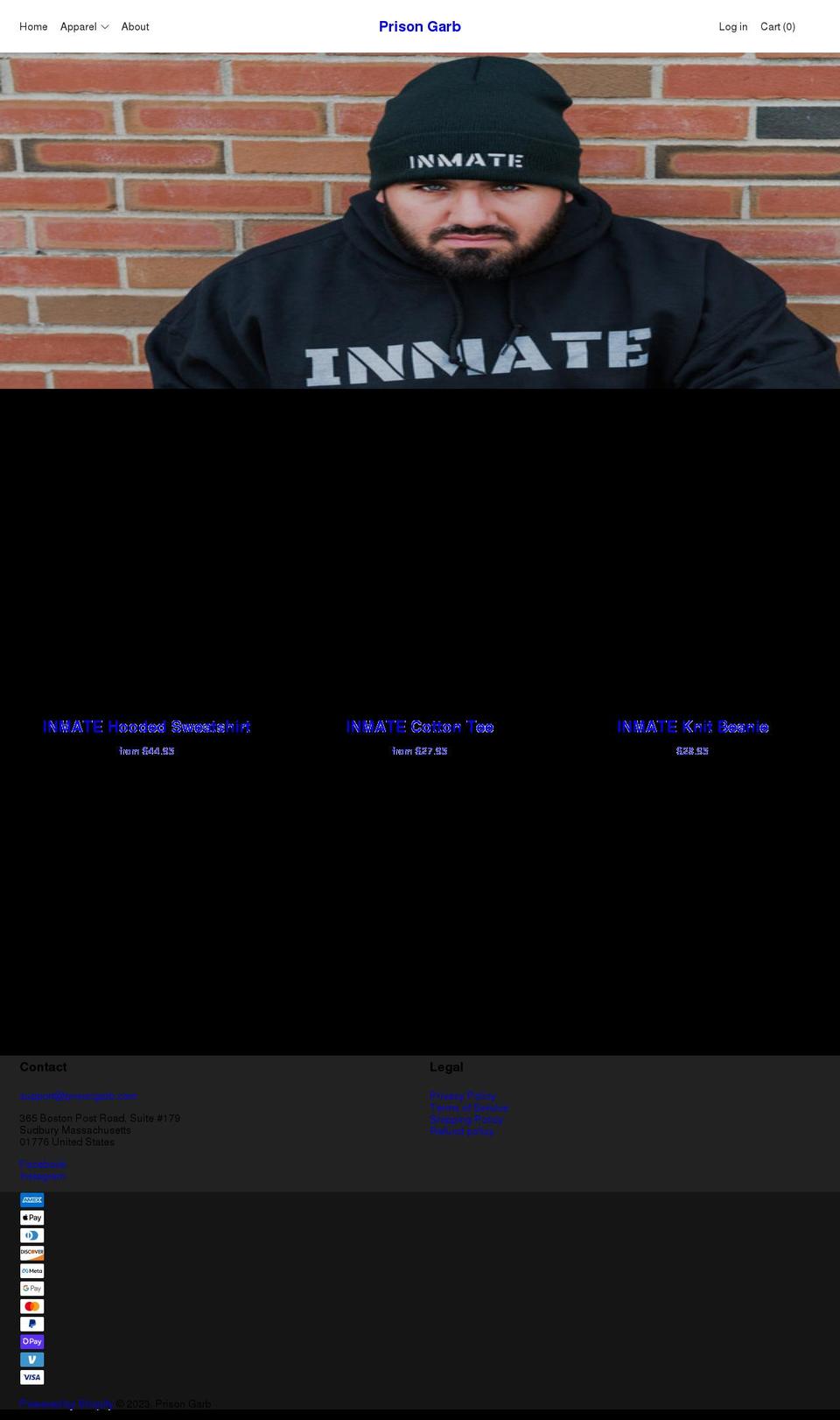 prisongarb.com shopify website screenshot