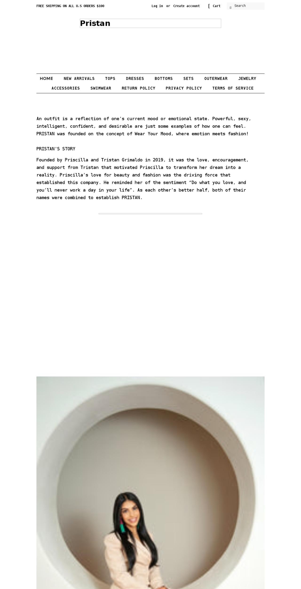 pristanfashion.com shopify website screenshot