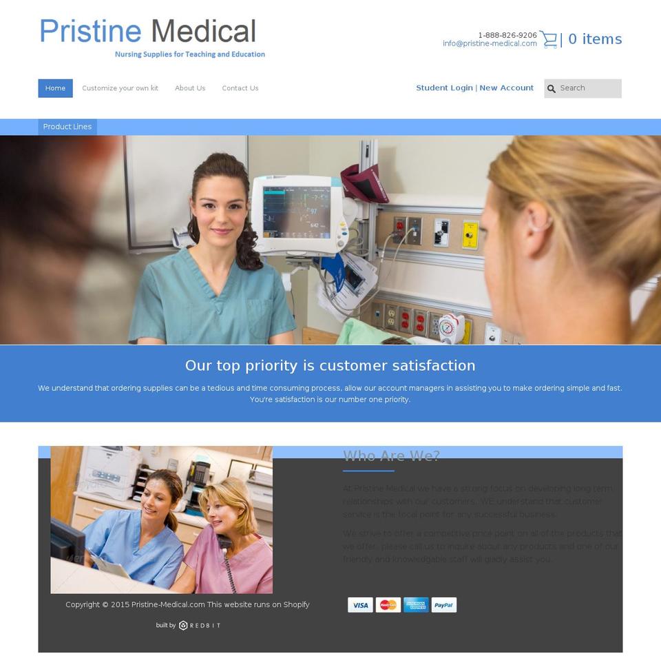 pristine-medical.com shopify website screenshot