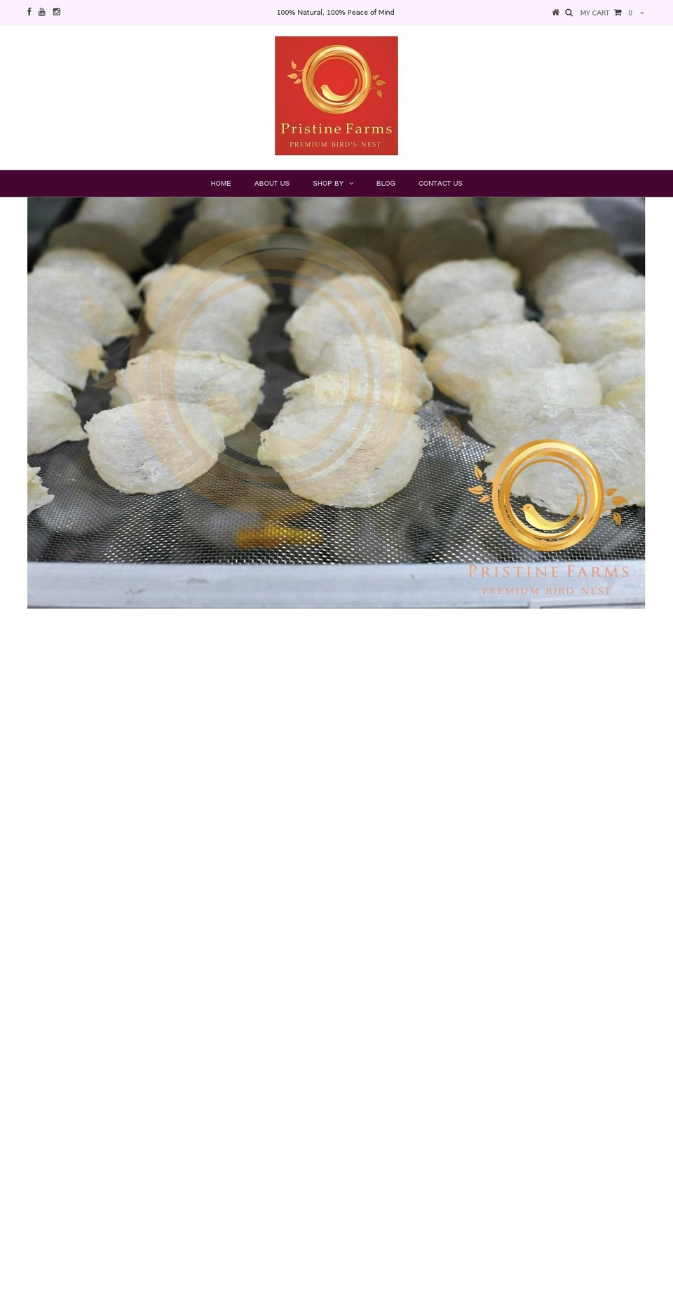 pristinefarmsbirdnest.com — Shopify storefront screenshot