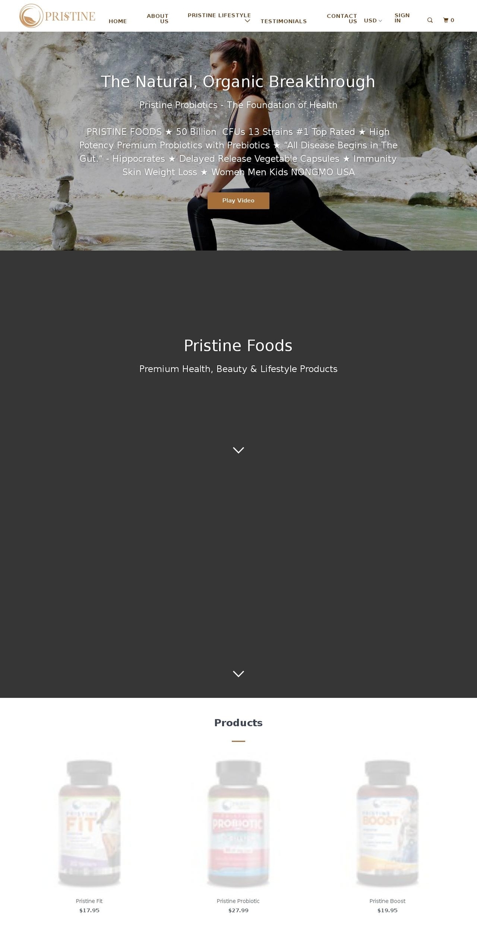 pristinefoodsusa.com — Shopify storefront screenshot