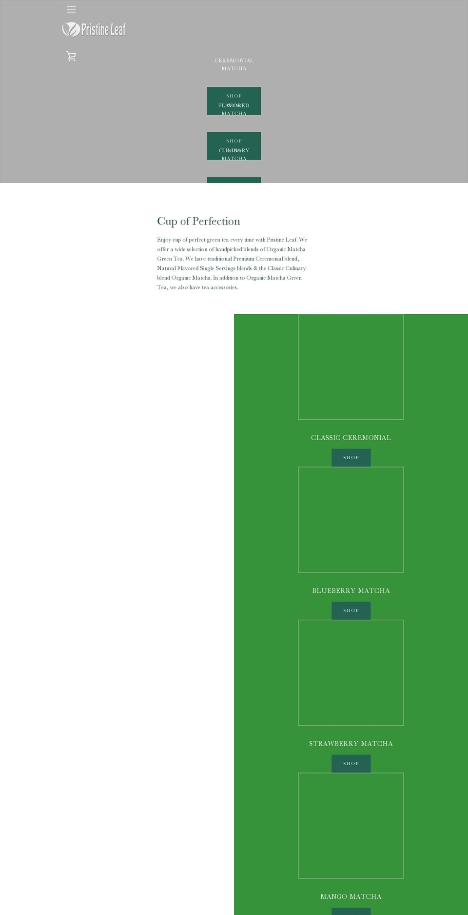pristineleaf.com — Shopify storefront screenshot