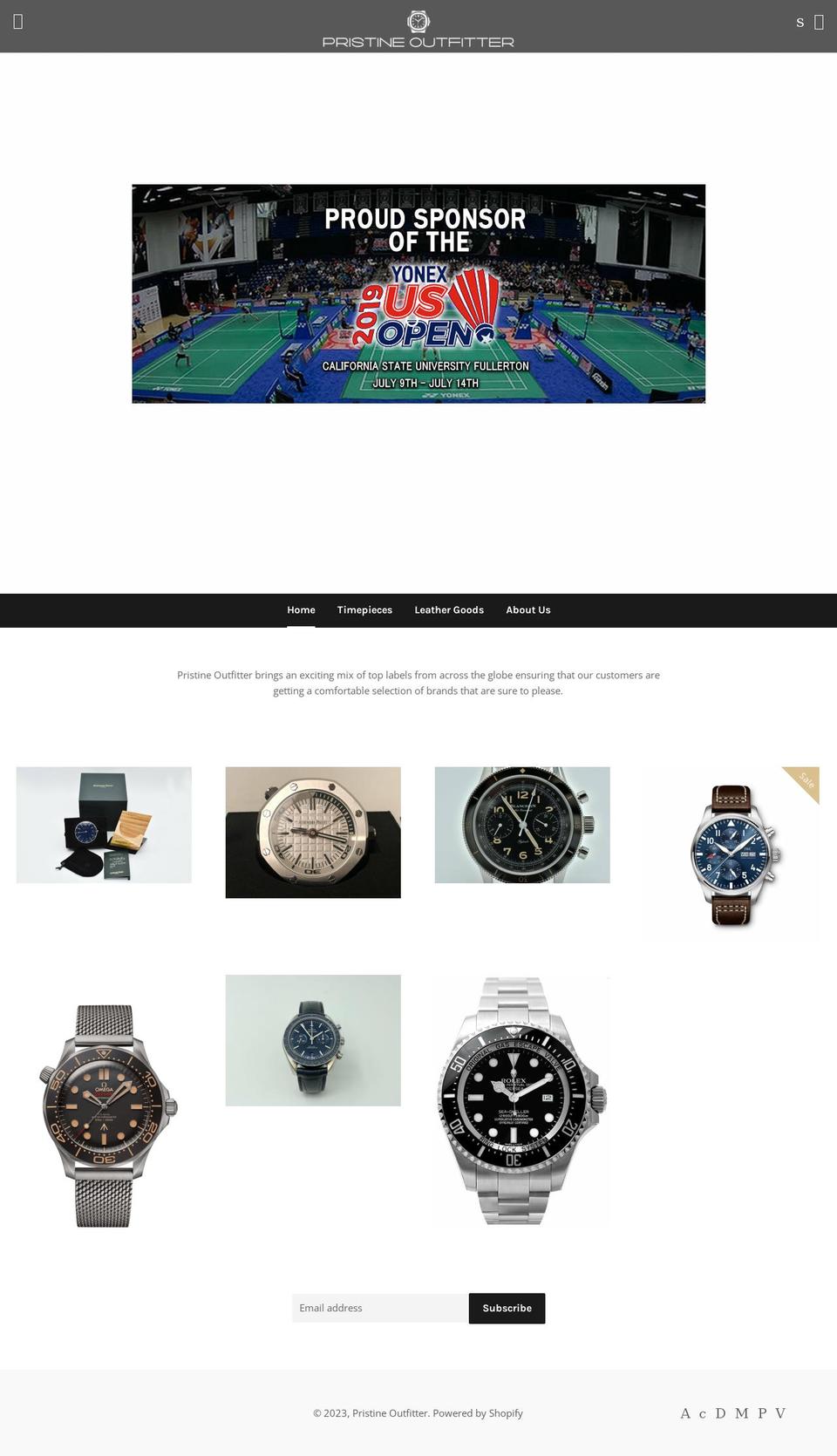 pristineoutfitter.com shopify website screenshot