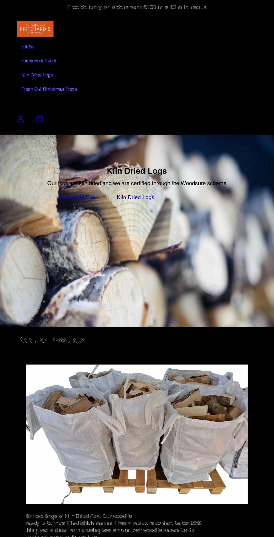 pritchardsfirewood.com shopify website screenshot