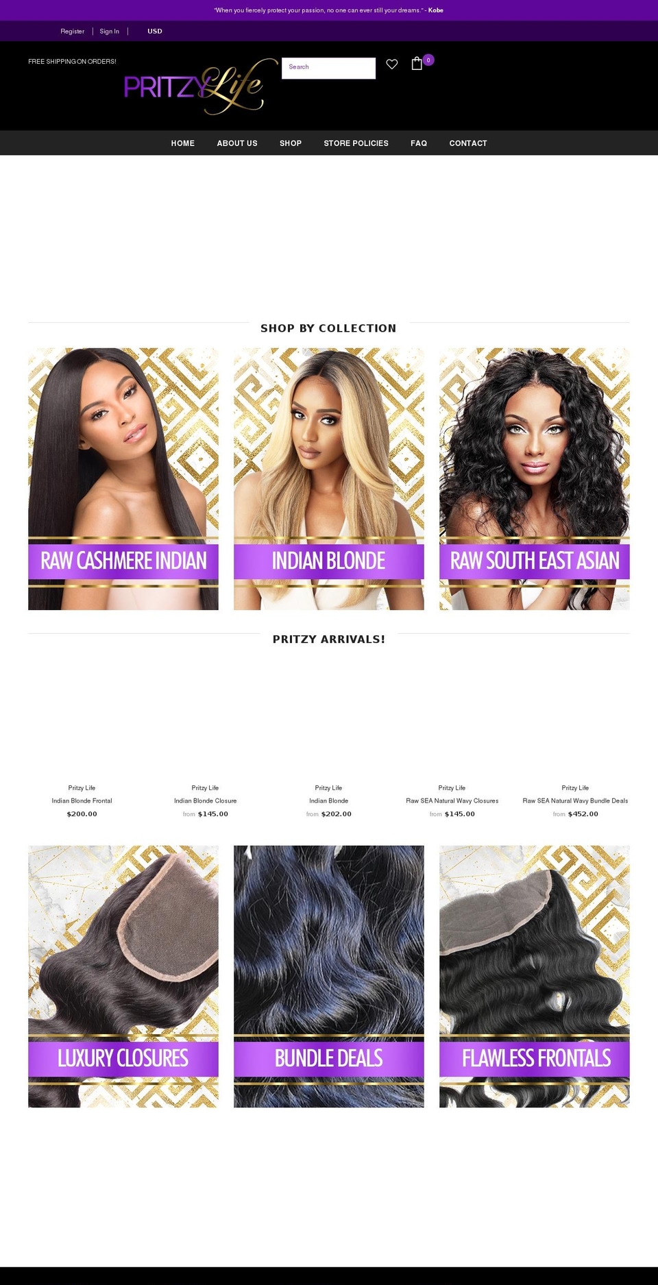 pritzylife.com shopify website screenshot