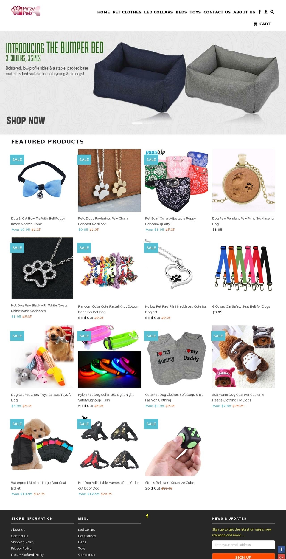 pritzypets.com — Shopify storefront screenshot