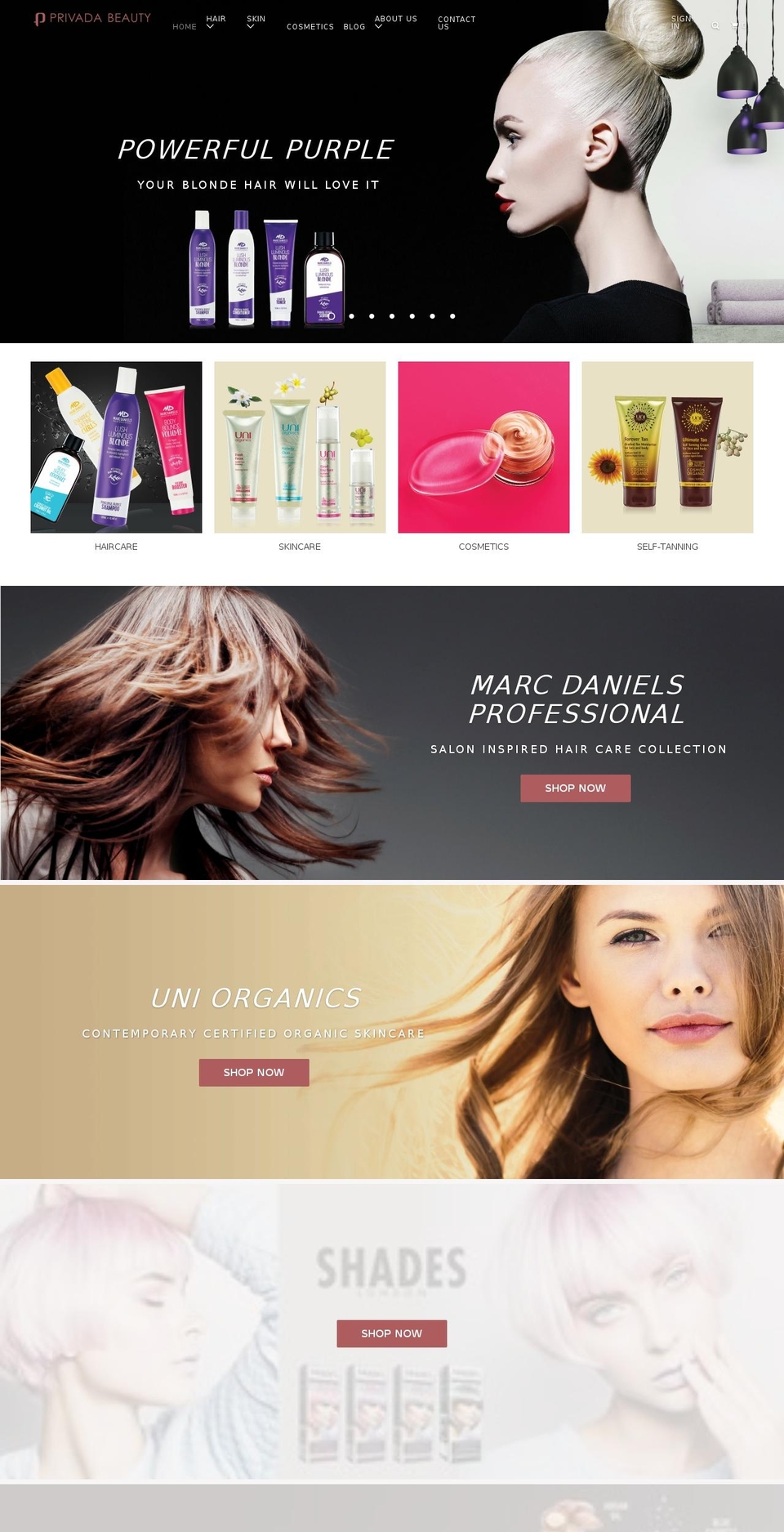 privadabeauty.com shopify website screenshot