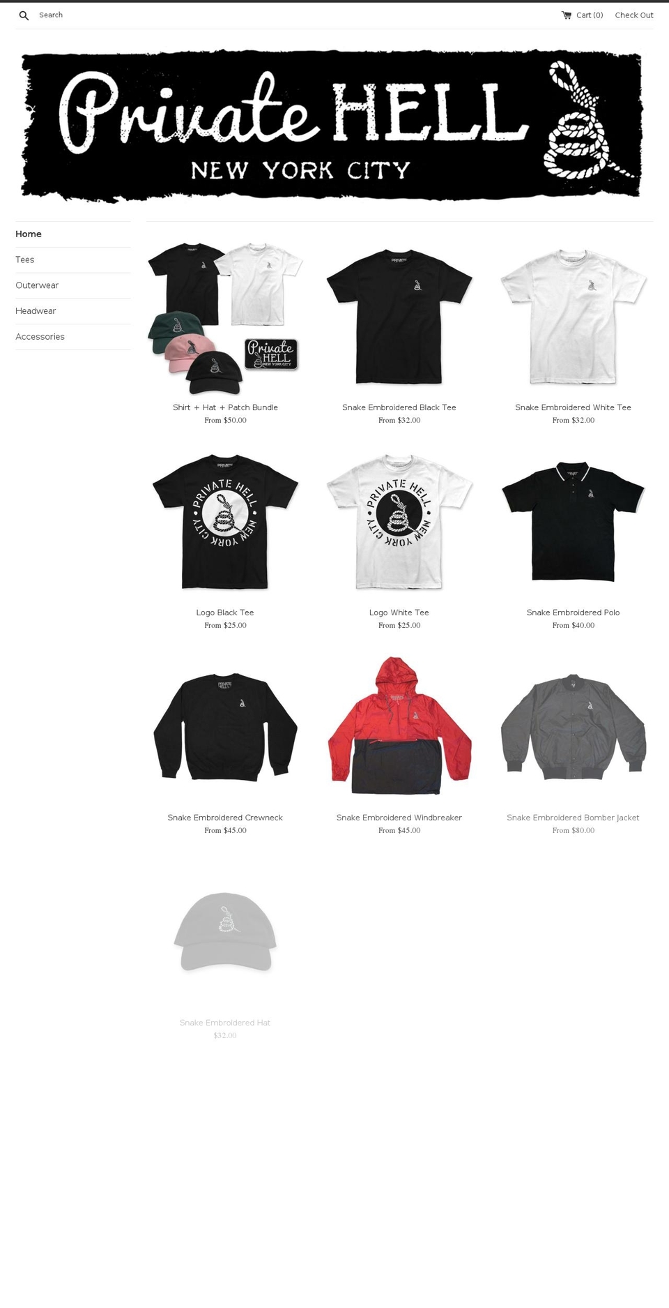 privatehellnyc.com shopify website screenshot