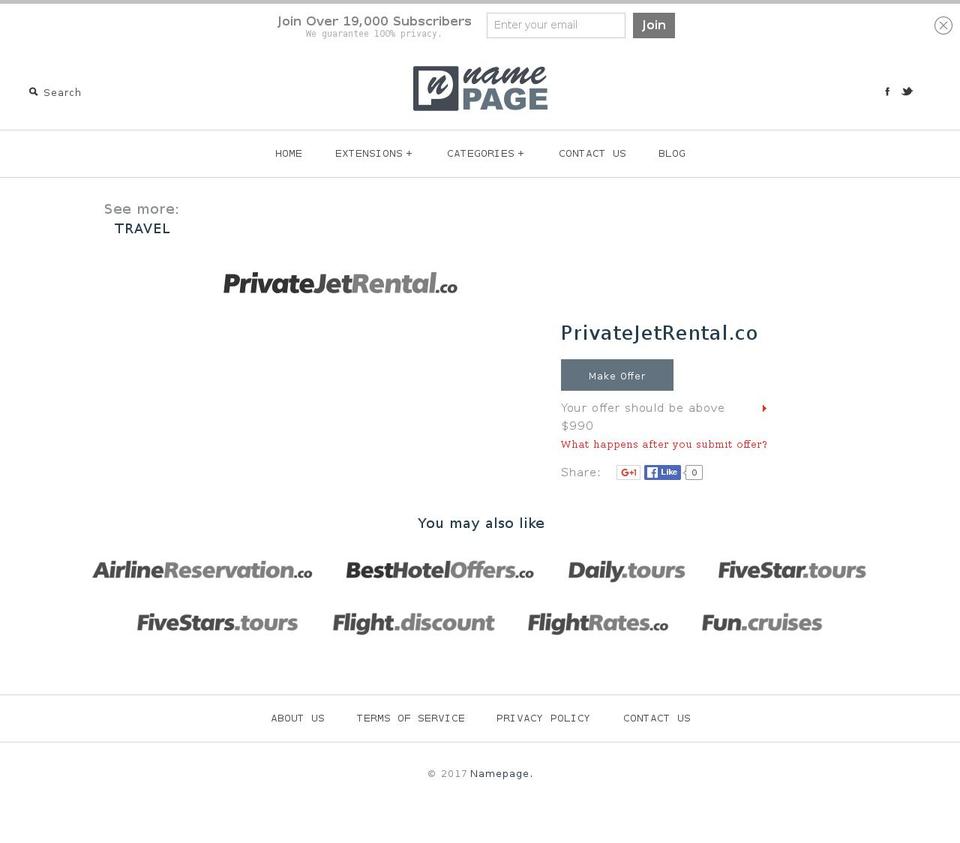 privatejetrental.co shopify website screenshot