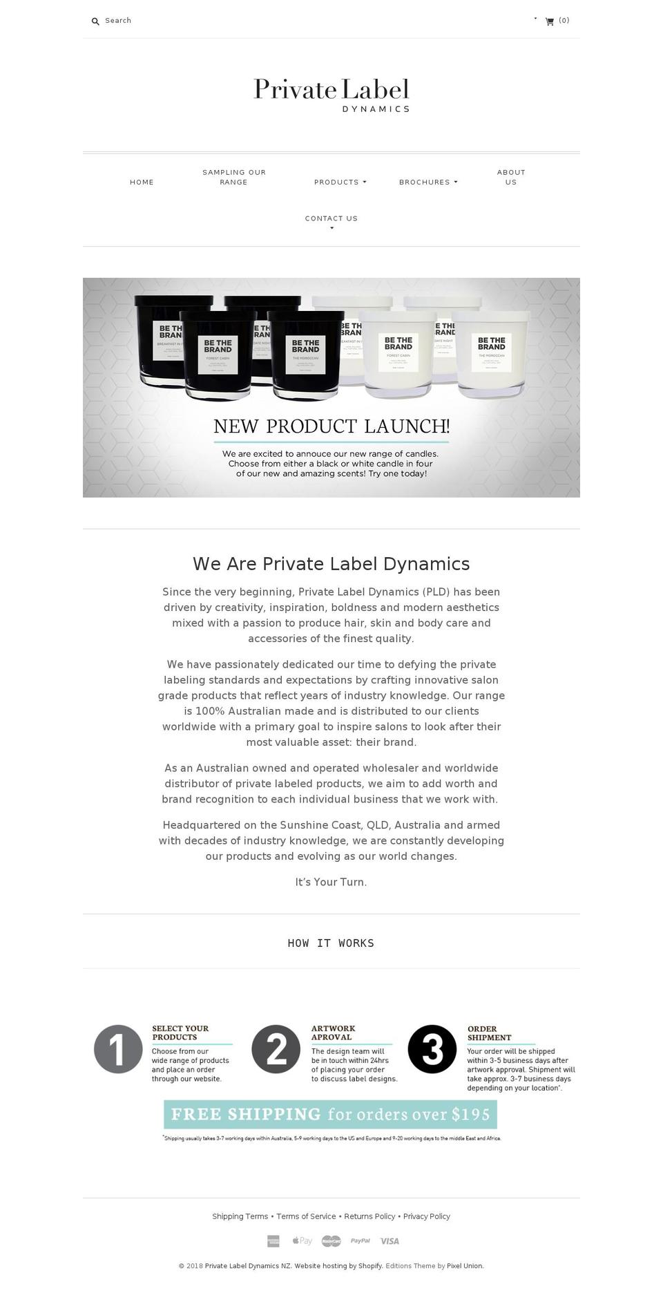 privatelabeldynamics.co.nz shopify website screenshot