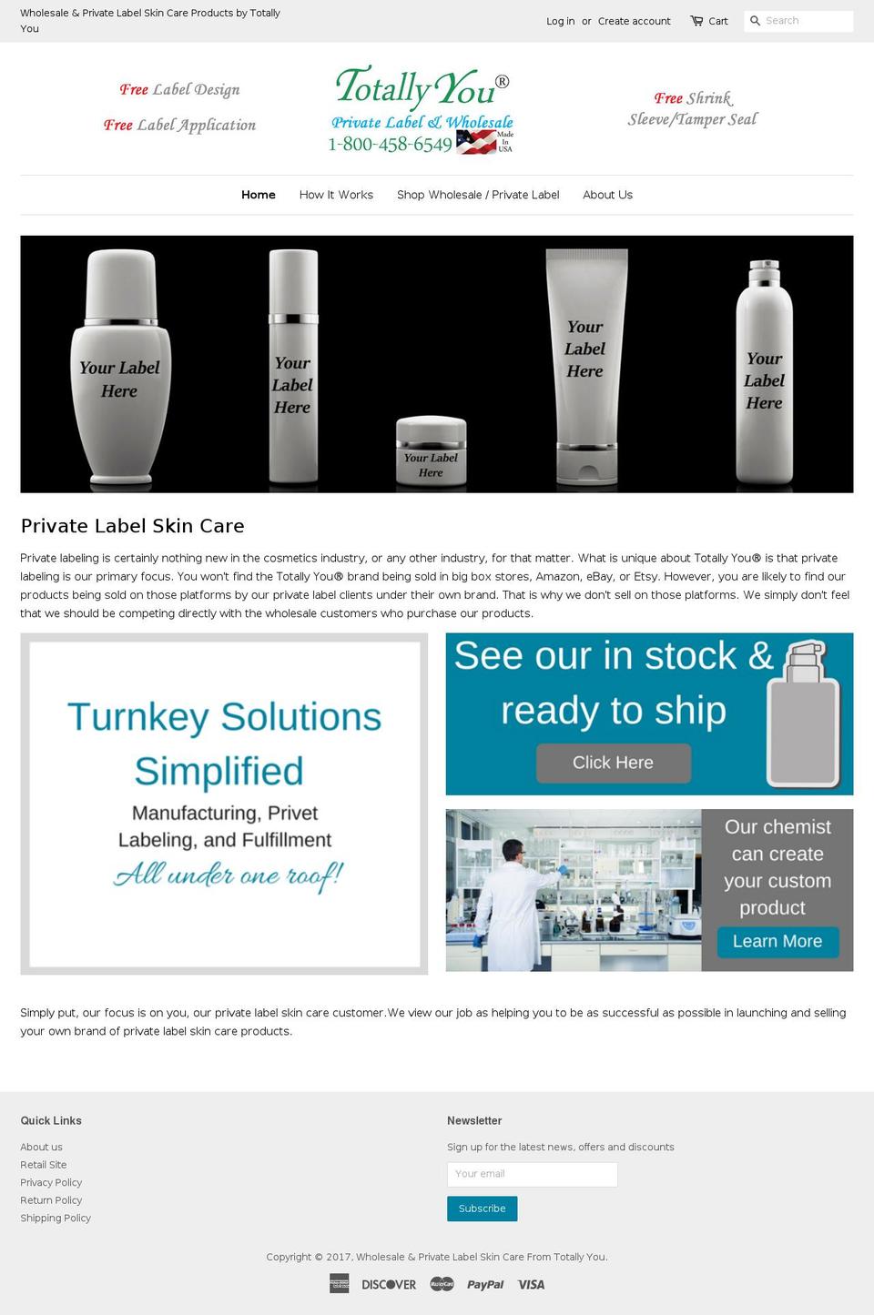 privatelabelspa.com shopify website screenshot
