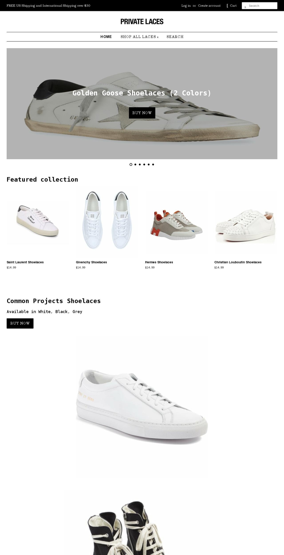 privatelaces.com shopify website screenshot