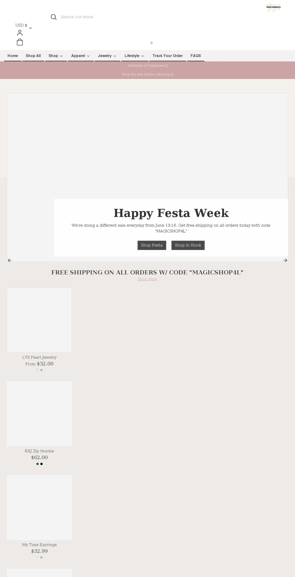 privateparadiseco.com shopify website screenshot