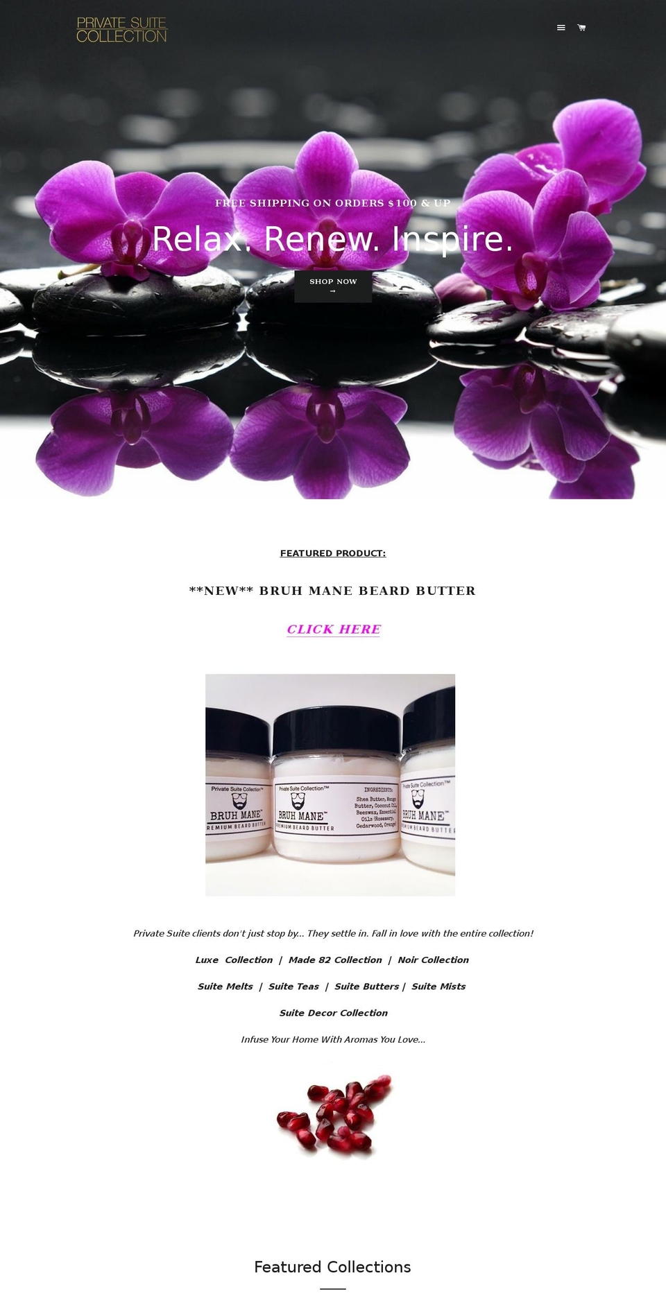 privatesuitecollection.com shopify website screenshot