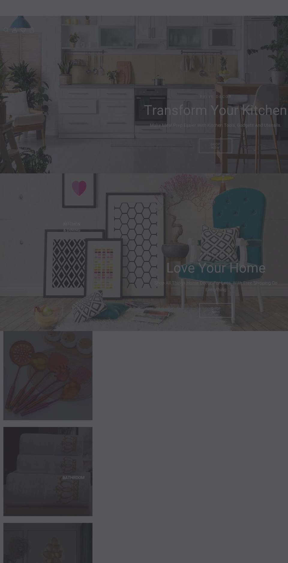 Catozo home Shopify theme site example privedecor.com